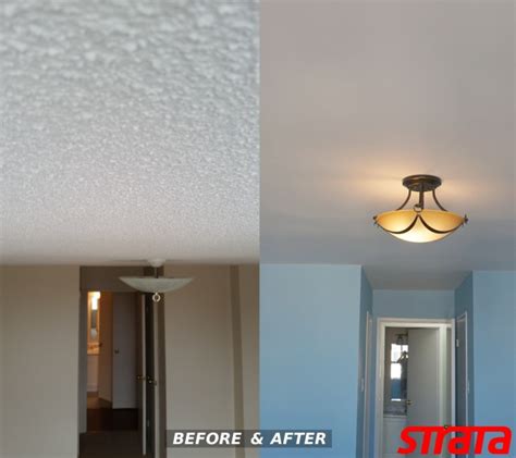Should your ceiling need more tlc before you start, it's important to make sure that your ceiling doesn't have asbestos. Dustless Popcorn Ceiling Removal - Strataline Inc.