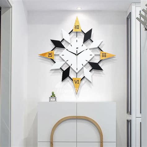 Cool Large Wall Clocks Decorative White Black Metal Silent