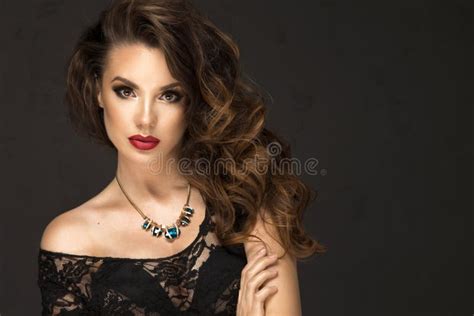 Glamorous Curvy Brunette Woman Stock Image Image Of Elegance Female 93755095