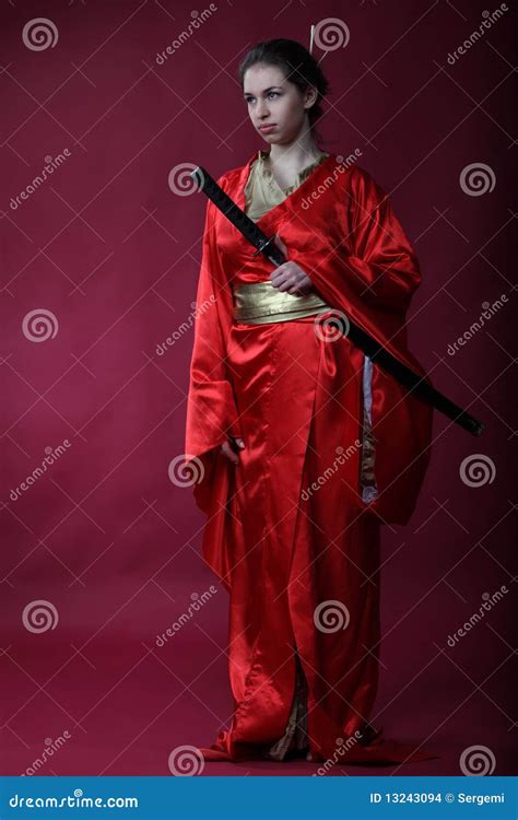 Girl In A Kimono With A Katana Stock Photo Image Of Elegance Model