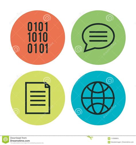Programming Languages Set Icons Stock Vector Illustration Of Text
