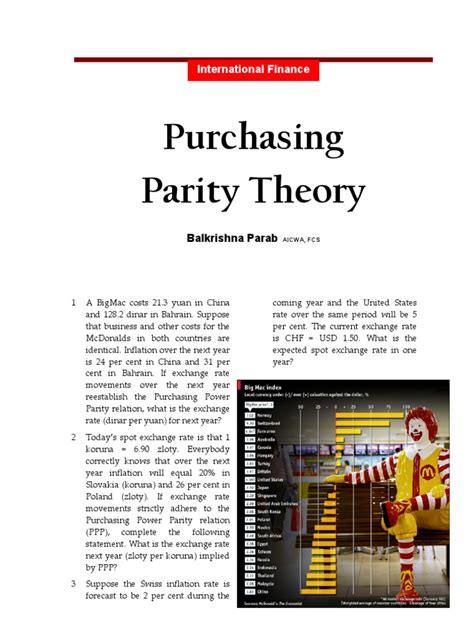 Purchasing power parity (ppp) is a theory which states that exchange rates between currencies are in equilibrium when their purchasing power is the same in each of the two countries. _Parab (2010) Purchasing Power Parity Theory Problems.pdf ...