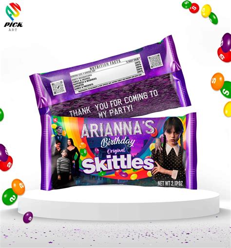 Editable Skittles Wrapper Candy Drops Bag Editable Snack Bag Editable