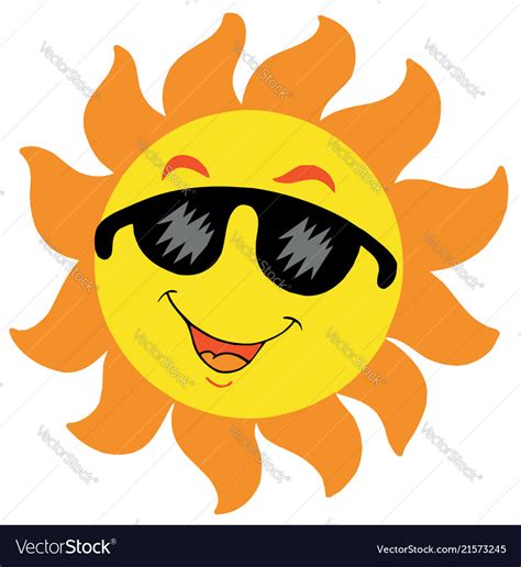 Cartoon Sun With Sunglasses Royalty Free Vector Image