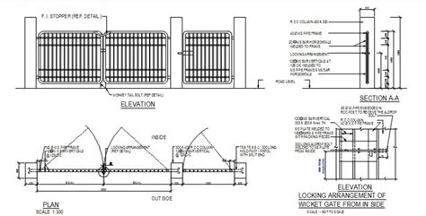 Contemporary Boundary Wall And Main Gate Design In Elevation Dwg File