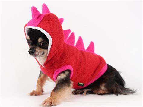 Dog Costume Dinosaur Spikes Dog Hoodie In Red And Pink Cute Etsy