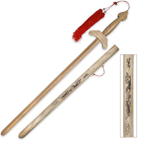 Tai Chi Jian Gim Wooden Training Sword And Scabbard Kennesaw Cutlery
