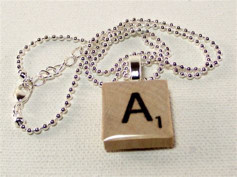 Scrabble Tile Necklace Wood Letter Tile Necklaces Initial Etsy