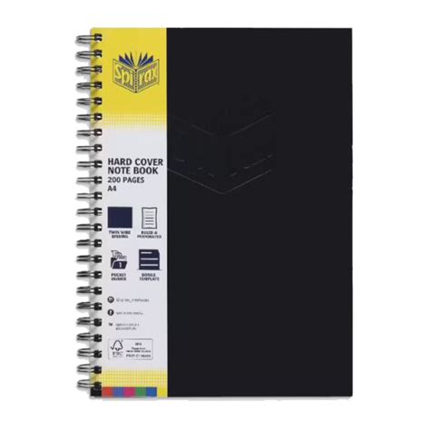 Spirax 512 A4 Notebook Hard Cover 200 Pages Black Black Cat Printing
