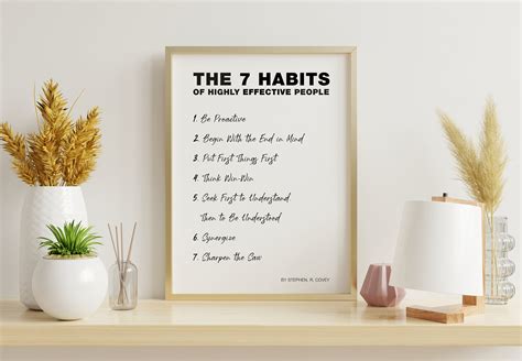 The 7 Habits Of Highly Effective People Print Poster Wall Etsy Uk