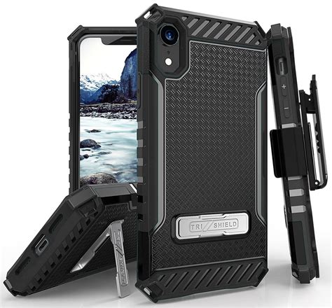 Case With Clip For Iphone Xr Black Tri Shield Rugged Cover And Belt