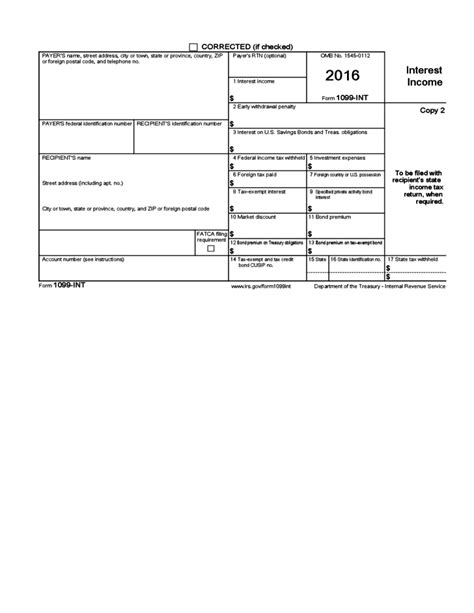 Form 1099 Int Interest Income 2016 Free Download