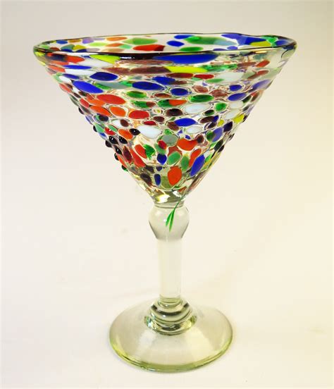 Mexican Martini Glasses Multi Colored Swirls Hand Blown Martini Glasses Home And Living Barware