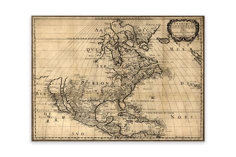 Antique North America Map Print 1650 Etsy
