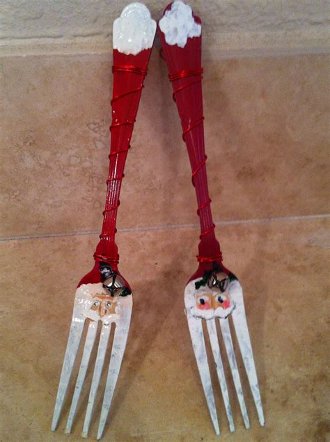 Dollar Tree Forks Make Awesome Santas Christmas Spoons Primitive