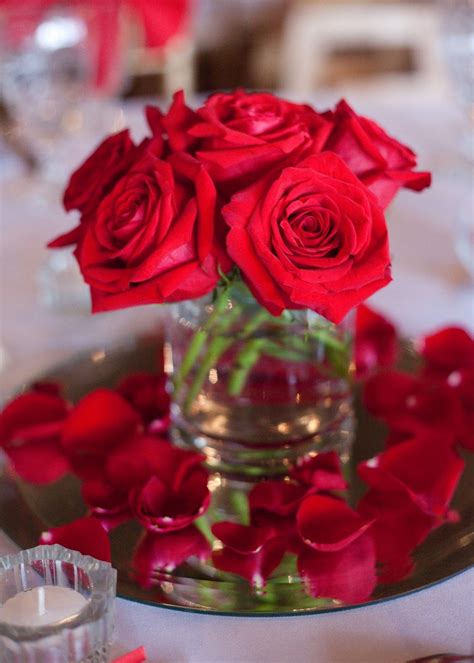 Wedding Reception 062015 Red Rose Centerpiece Wedding Red Rose