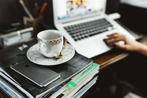 Hd Wallpaper Woman Working On Laptop At Home Office Workspace