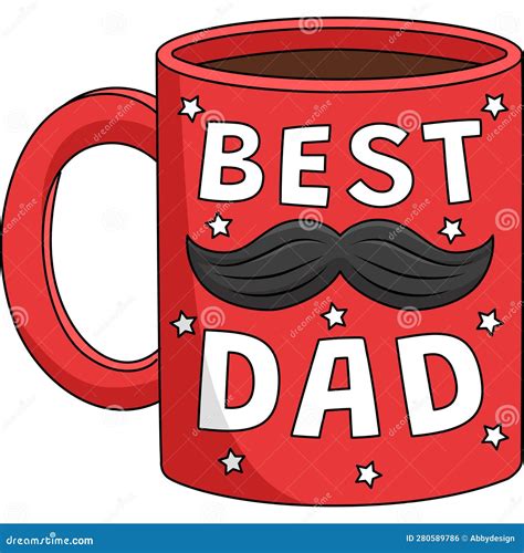 Best Dad Mug Cartoon Colored Clipart Illustration Stock Vector