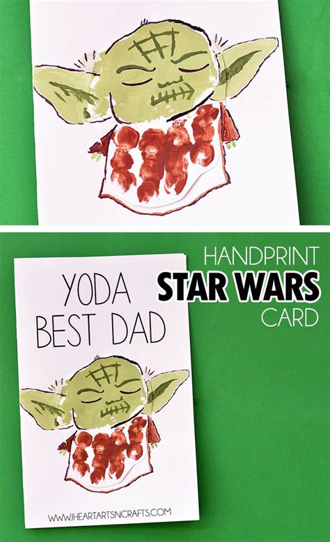 Yoda Best Dad Handprint Star Wars Fathers Day Card Diy Fathers Day