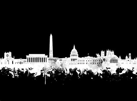Washington Dc Skyline Black And White 2 Digital Art By Bekim M Fine
