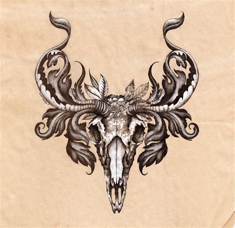 Deer Skull By Urielstempest Deviantart Com On Deviantart Stag Tattoo