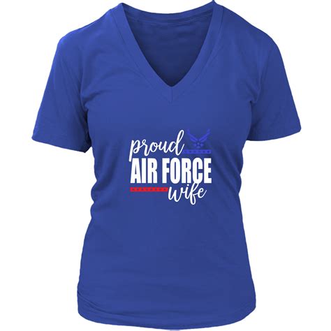 Proud Air Force Wife Apparel District Womens V Neck Royal Blue S