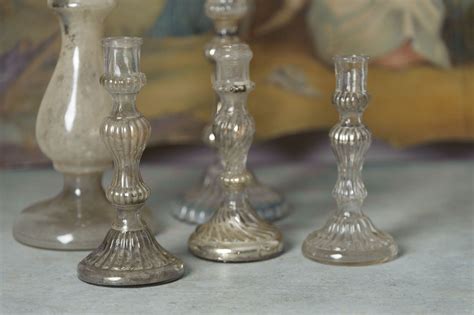 Collection Of Antique French Mercury Glass Candlesticks Nikki Page