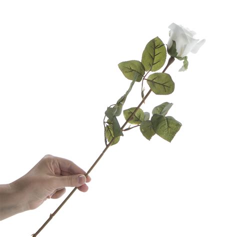 Dozen White Artificial Long Stem Roses Picks And Stems Floral