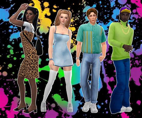 Decades Lookbook The 1990s Sims 4 Clothing Sims 4 Characters