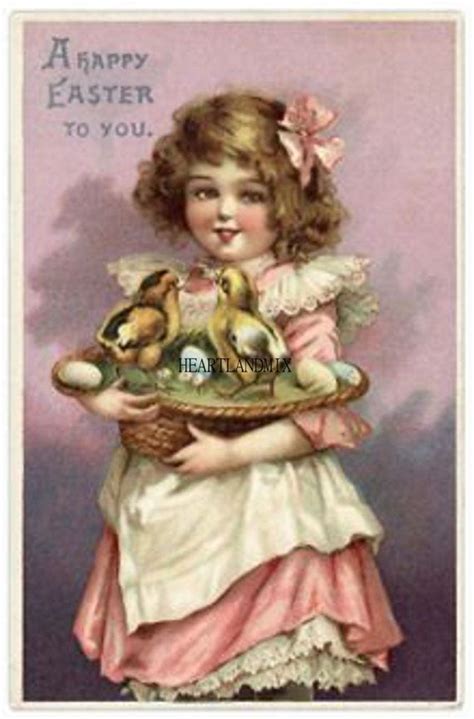 Vintage Easter Postcard Victorian Girl And By Vintagedigitalshop2 Easter Art Easter Time