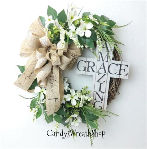 Amazing Grace Wreath Religious Wreath Floral Grapevine Etsy