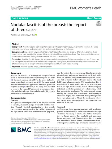Pdf Nodular Fasciitis Of The Breast The Report Of Three Cases