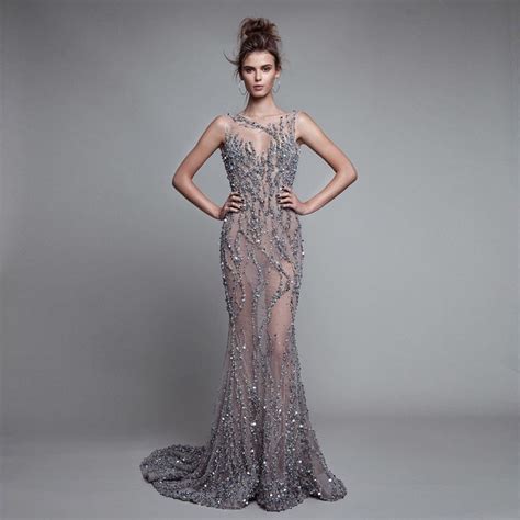 Super Luxury Beading Evening Dresses Long Sexy Backless Sparkly Mermaid Evening Gowns Brand