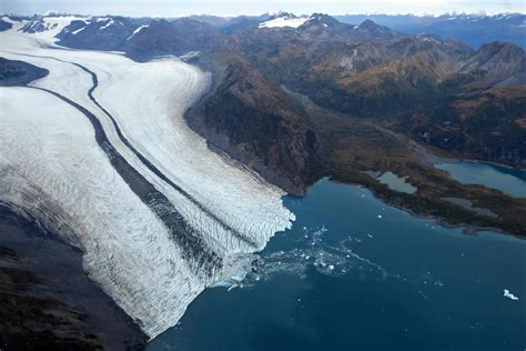 Retreat Of Glacier Edges In Alaskas Kenai Fjords National Park