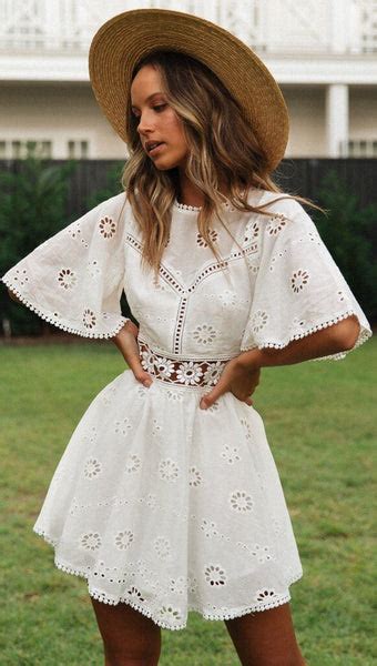 White Crochet Waist Flare Dress Gabi Swimwear