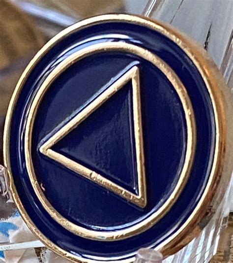 Aa Lapel Pin Blue Gold Plated Circle Triangle Design No Year Plain Fro
