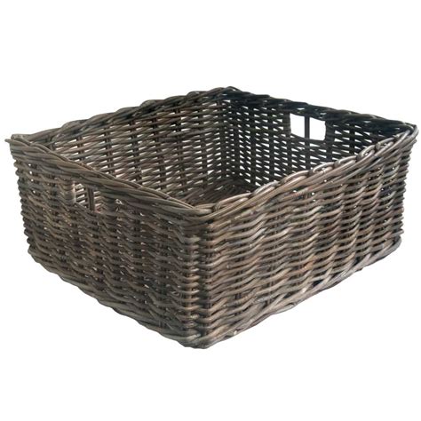 Grey Oblong Wicker Storage Basket In A Choice Of 4 Sizes