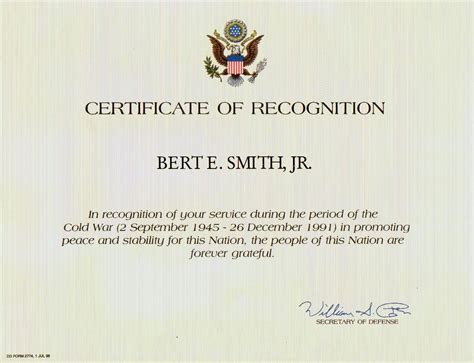 Cold War Certificate