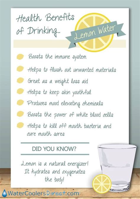 8 Benefits Of Lemon Water Infographic Health Drink Body Health Health