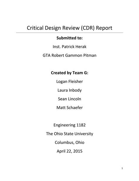 pdf critical design review cdr report critical design review cdr report submitted to