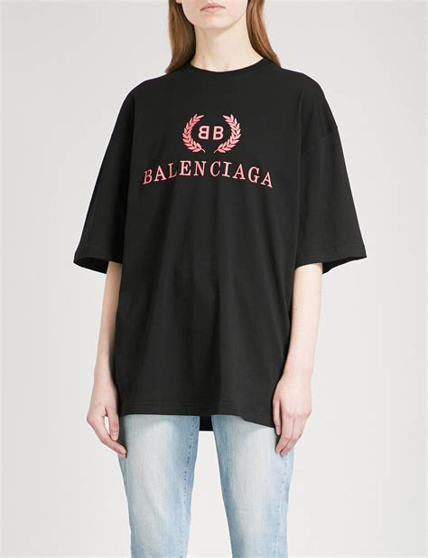 lyst balenciaga oversized cotton jersey t shirt in black