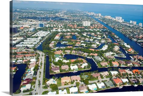 Florida Fort Lauderdale Aerial View Wall Art Canvas Prints Framed