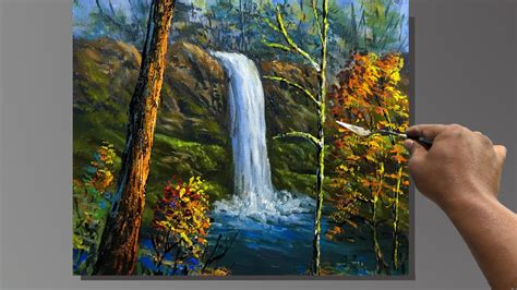 Hidden Waterfall Painting With Acrylics Youtube