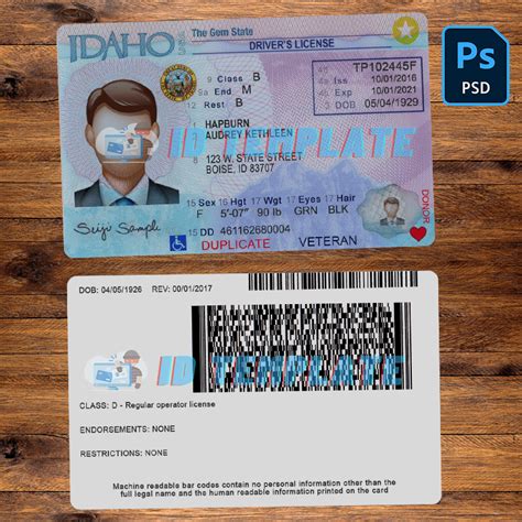 Idaho Driver License Psd Template Driving License Template