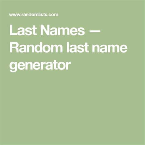 Last Names — Random Last Name Generator With Images Last Name