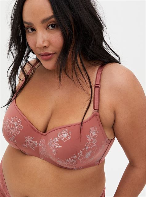 Plus Size Dusty Rose Floral 360° Back Smoothing™ Lightly Lined Full