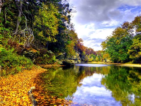 Landscape Autumn Mountain River Mirna Deciduous Forest In Autumn Colors