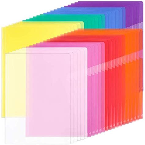 Eoout 45pcs Plastic Clear Document Folders Project Pockets Poly