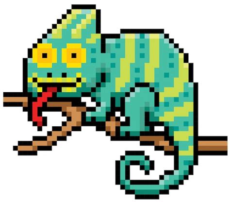 Premium Vector Cartoon Chameleon Pixel Design