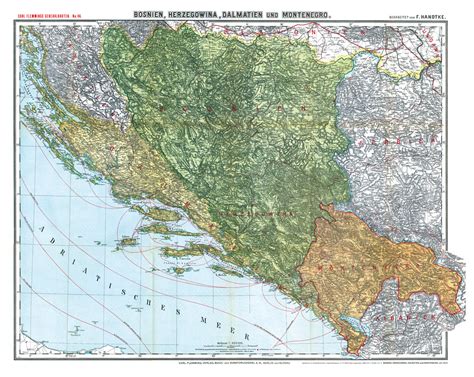 Historische Karte: BOSNIEN, HERZEGOWINA, MONTENEGRO und ...